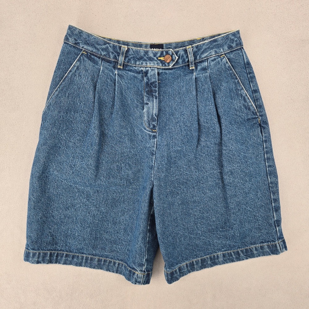 Basic Editions Kmart Womens 8 Denim Shorts Vintage High Waisted Pleated Bermuda